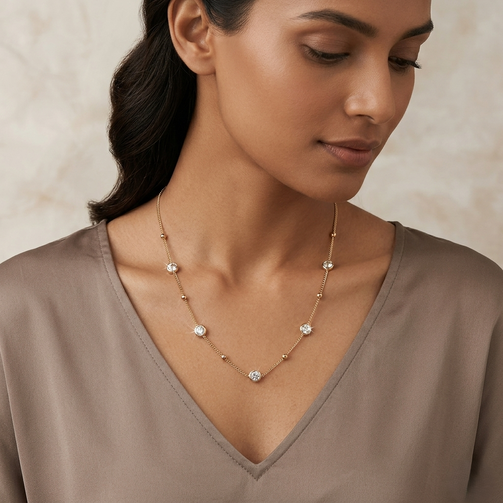 Bezel Station Necklace