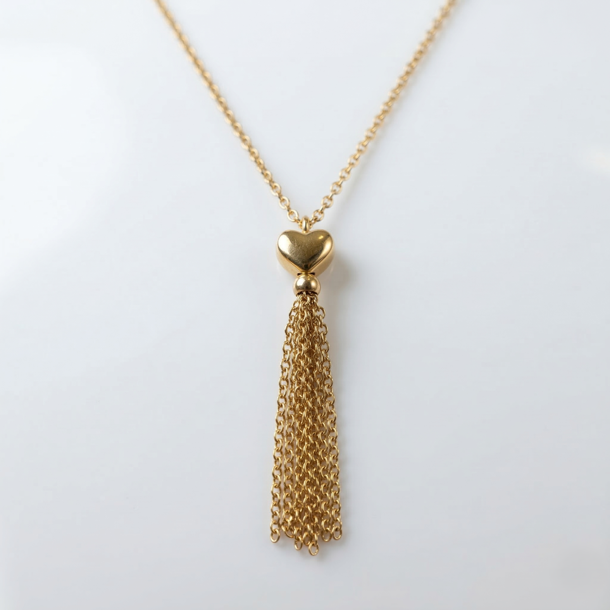 Gold Tassel Heart Necklace