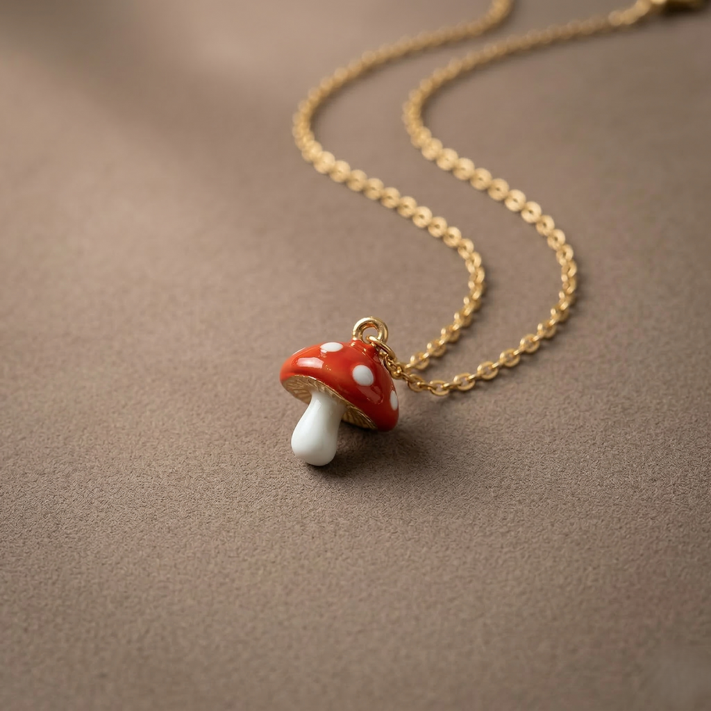Red Mushroom Charm Necklace