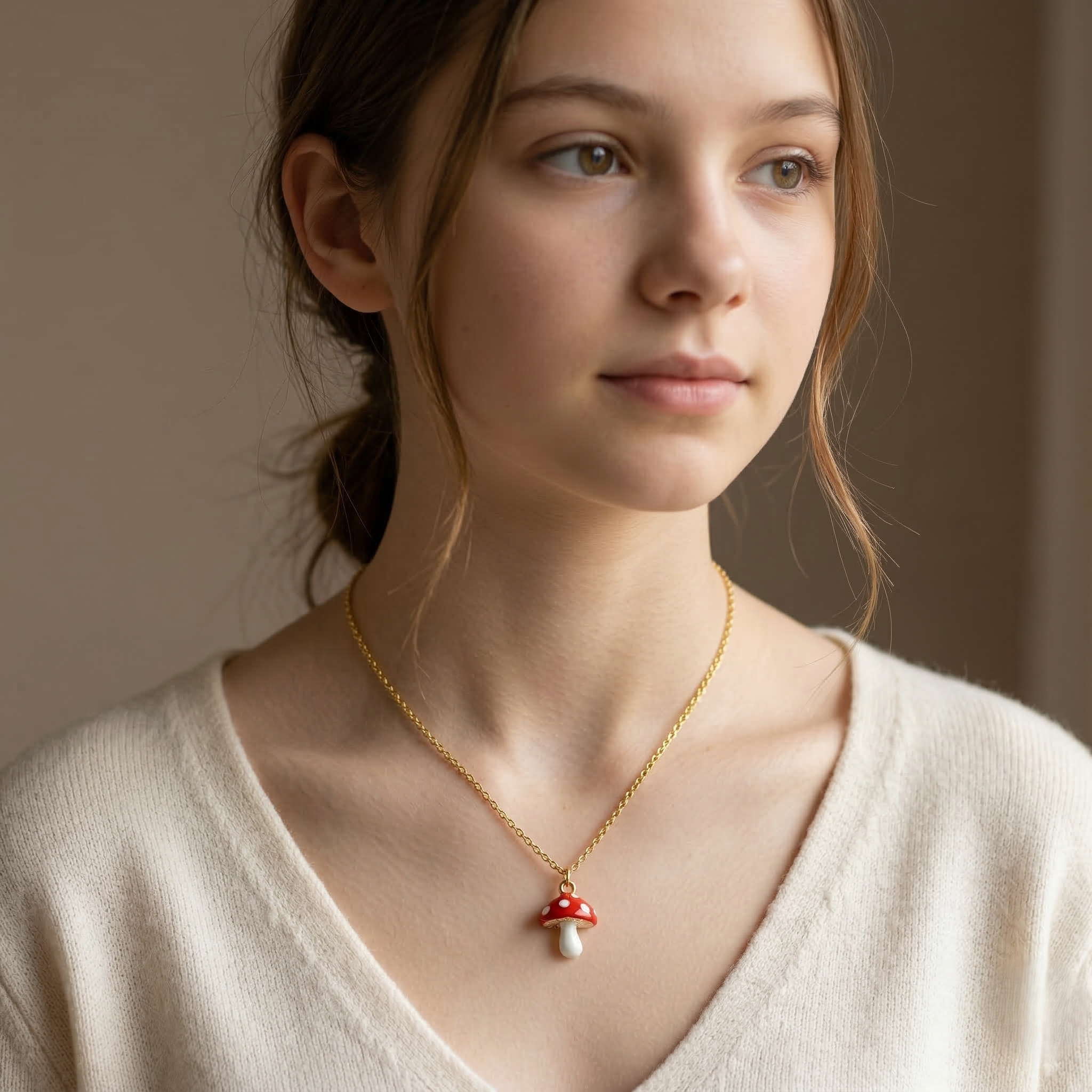 Red Mushroom Charm Necklace