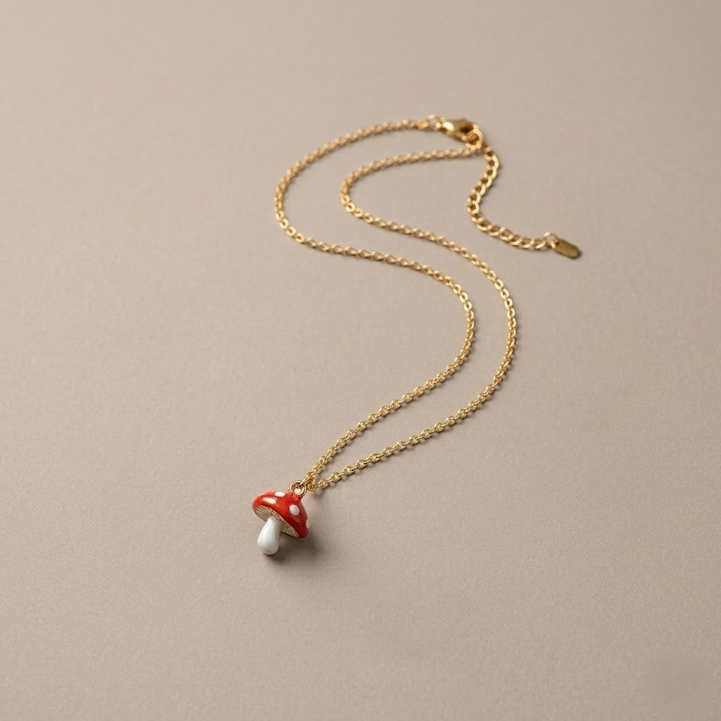 Red Mushroom Charm Necklace