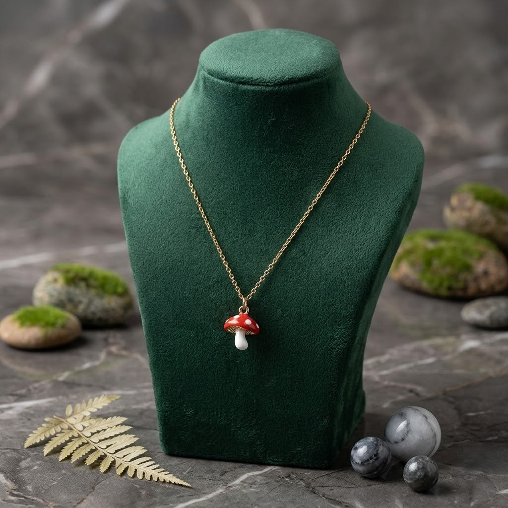 Red Mushroom Charm Necklace