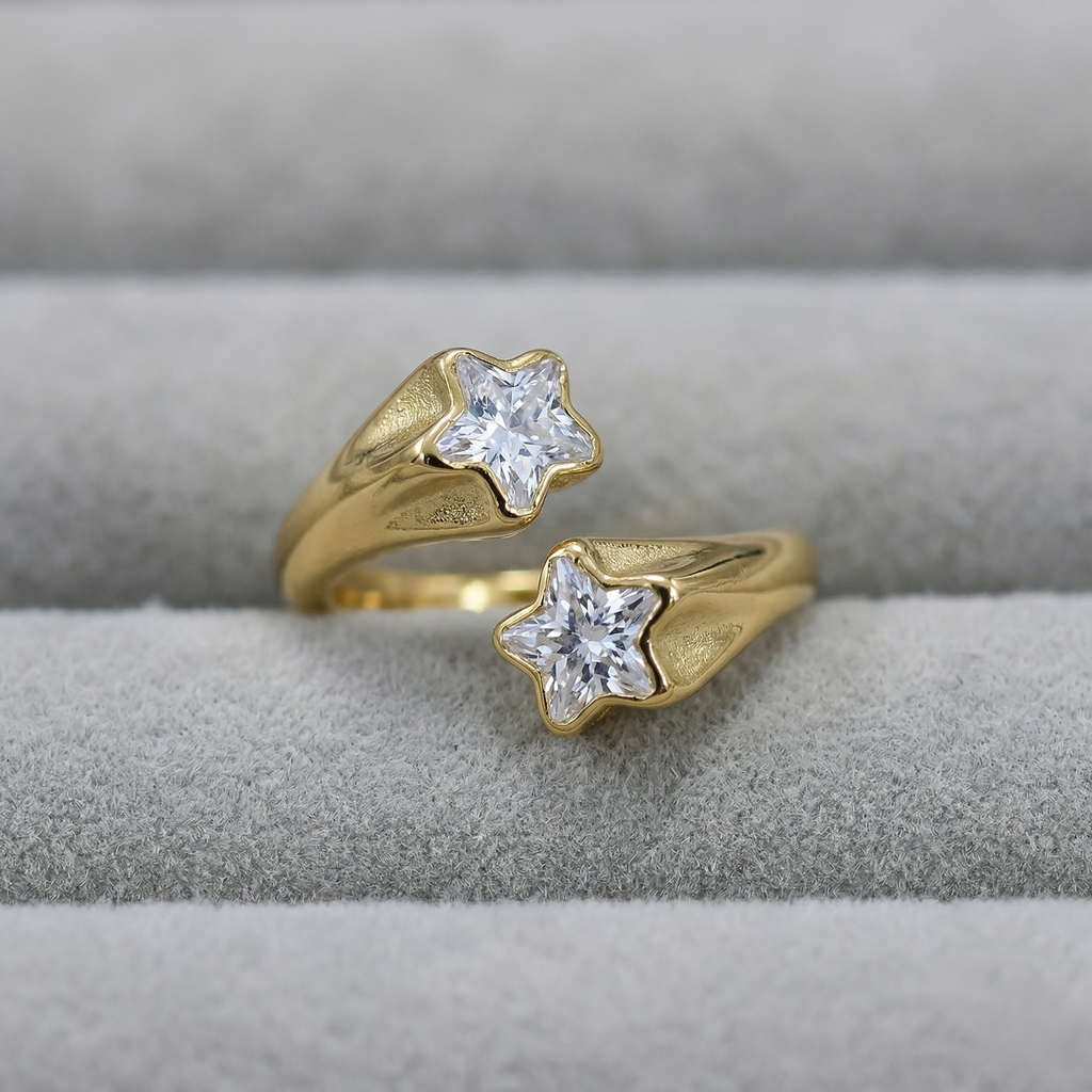 Dual-Star Open Wrap Ring