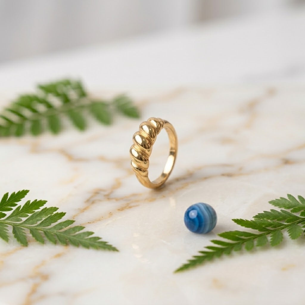 Golden Croissant Dome Ring