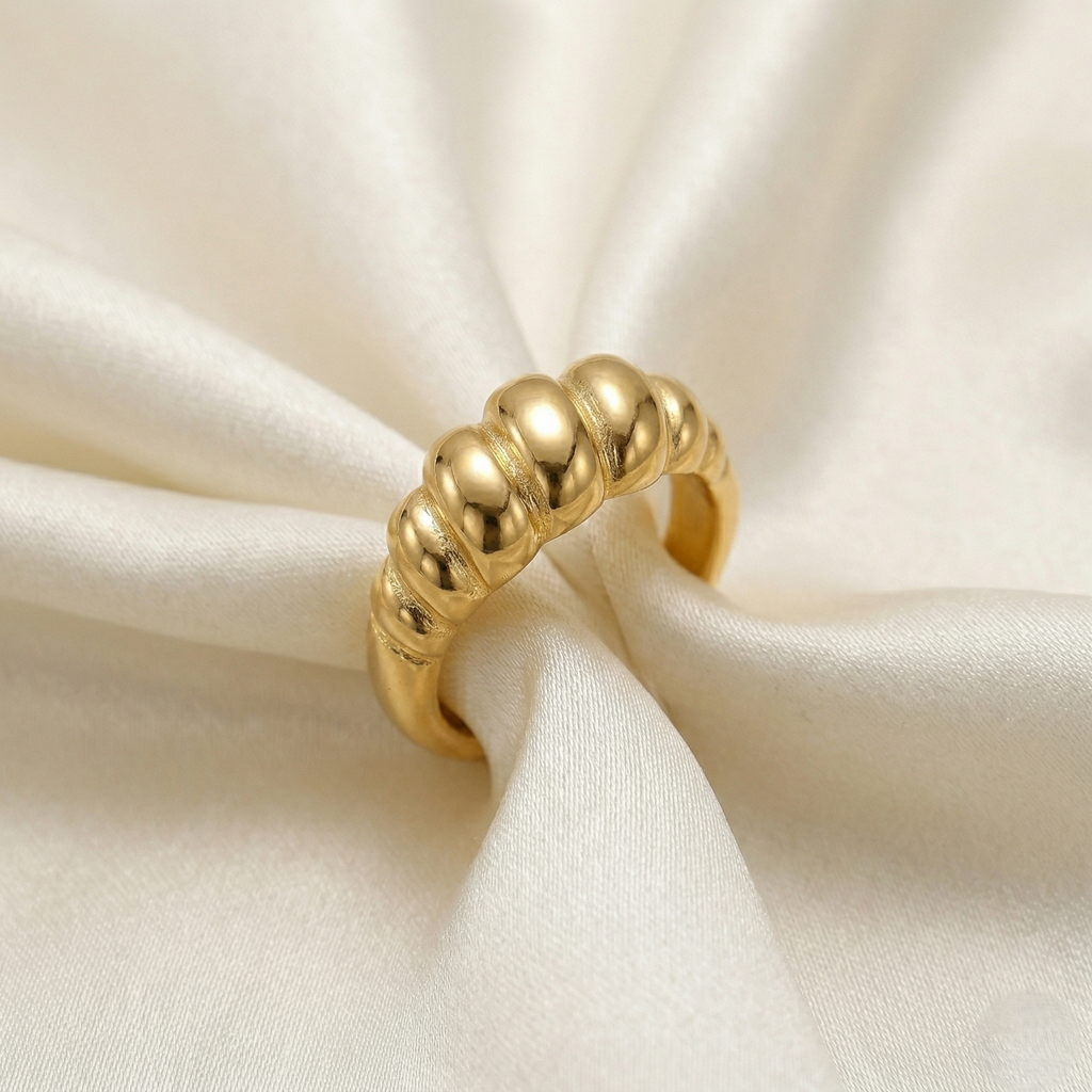 Golden Croissant Dome Ring