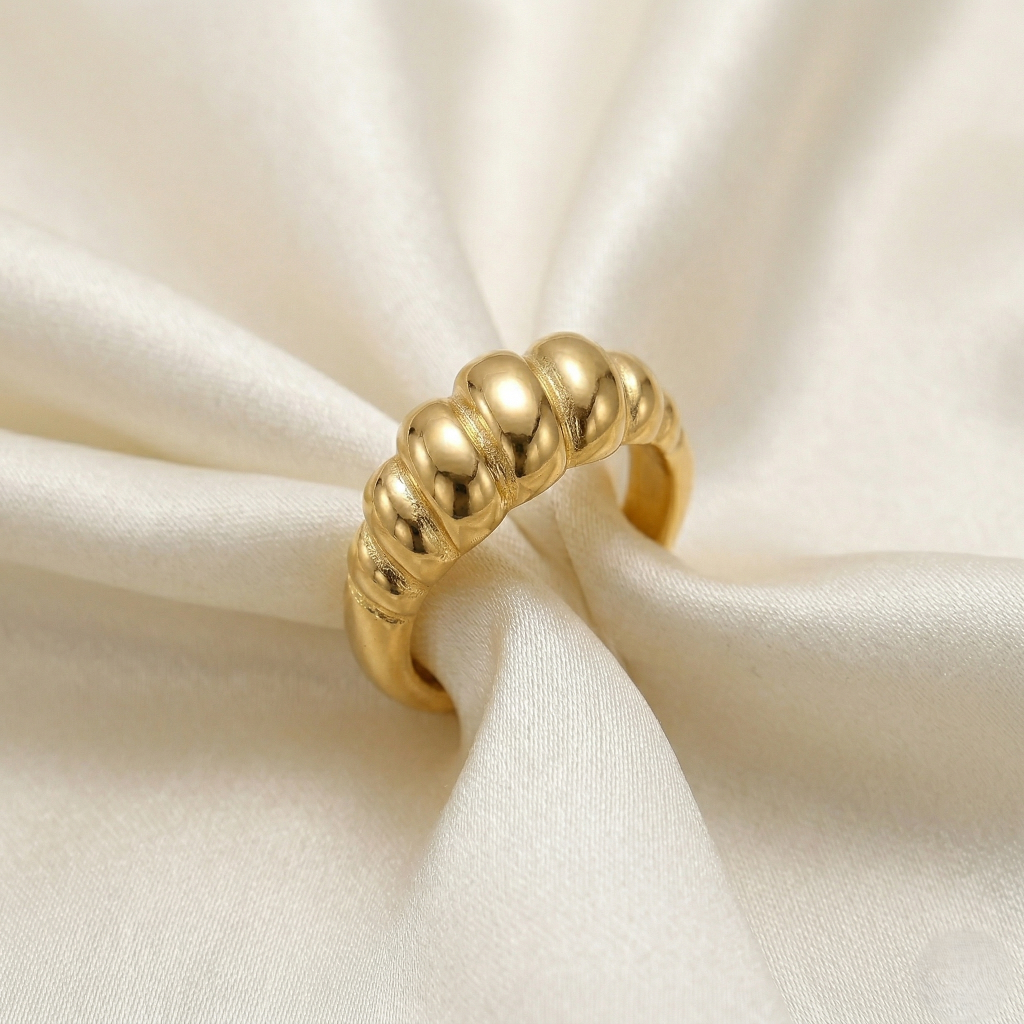Golden Croissant Dome Ring