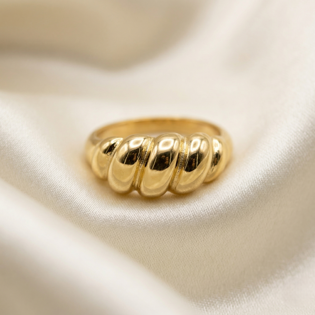 Golden Croissant Dome Ring