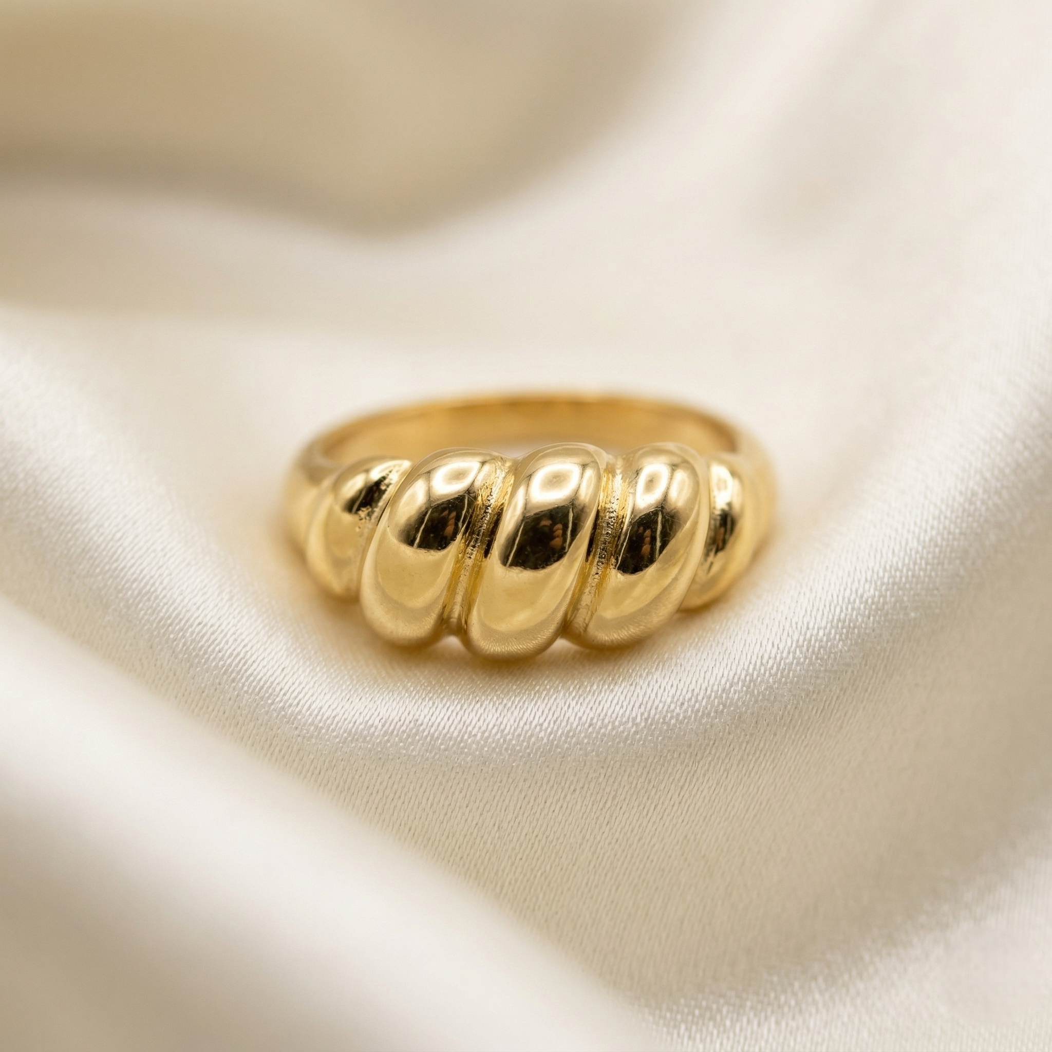 Golden Croissant Dome Ring