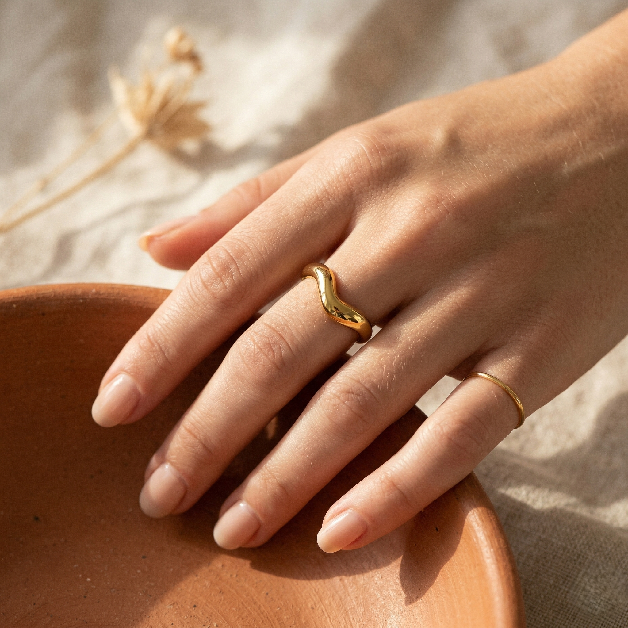 Gold Organic Wave Ring