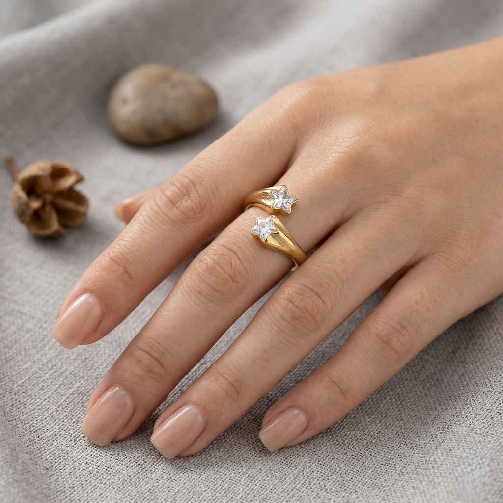 Dual-Star Open Wrap Ring