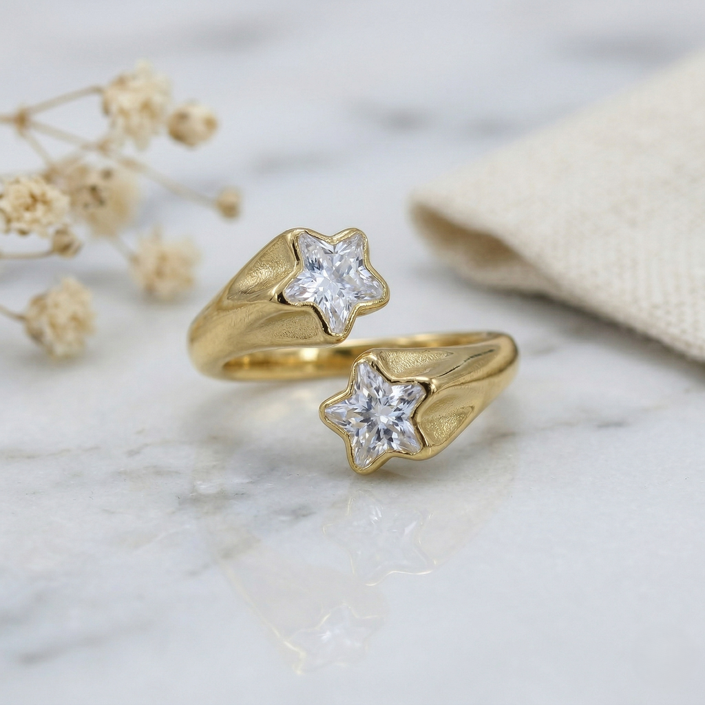 Dual-Star Open Wrap Ring