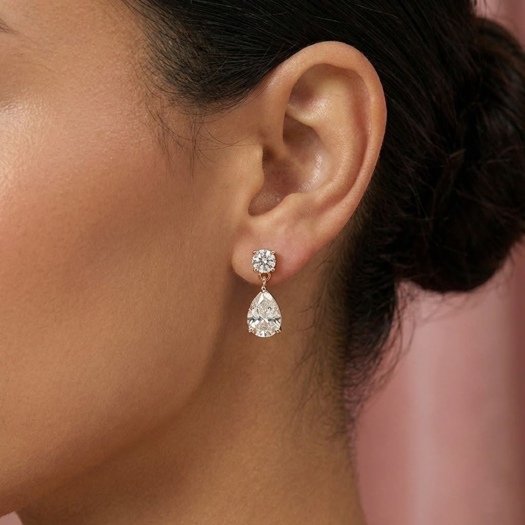 Pear Cubic Zirconia Drop Earrings