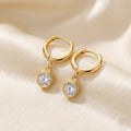 Gold-Plated Zirconia Drop Huggy Hoop Earrings